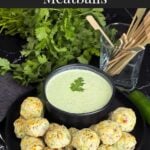 Chicken Jalapeno Meatballs on a dark plate.