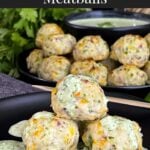 Chicken Jalapeno Meatballs on a dark plate.