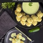 Chicken Jalapeno Meatballs on a dark plate.