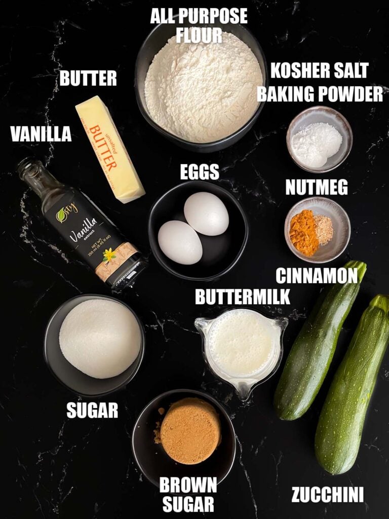 Zucchini muffin ingredients.