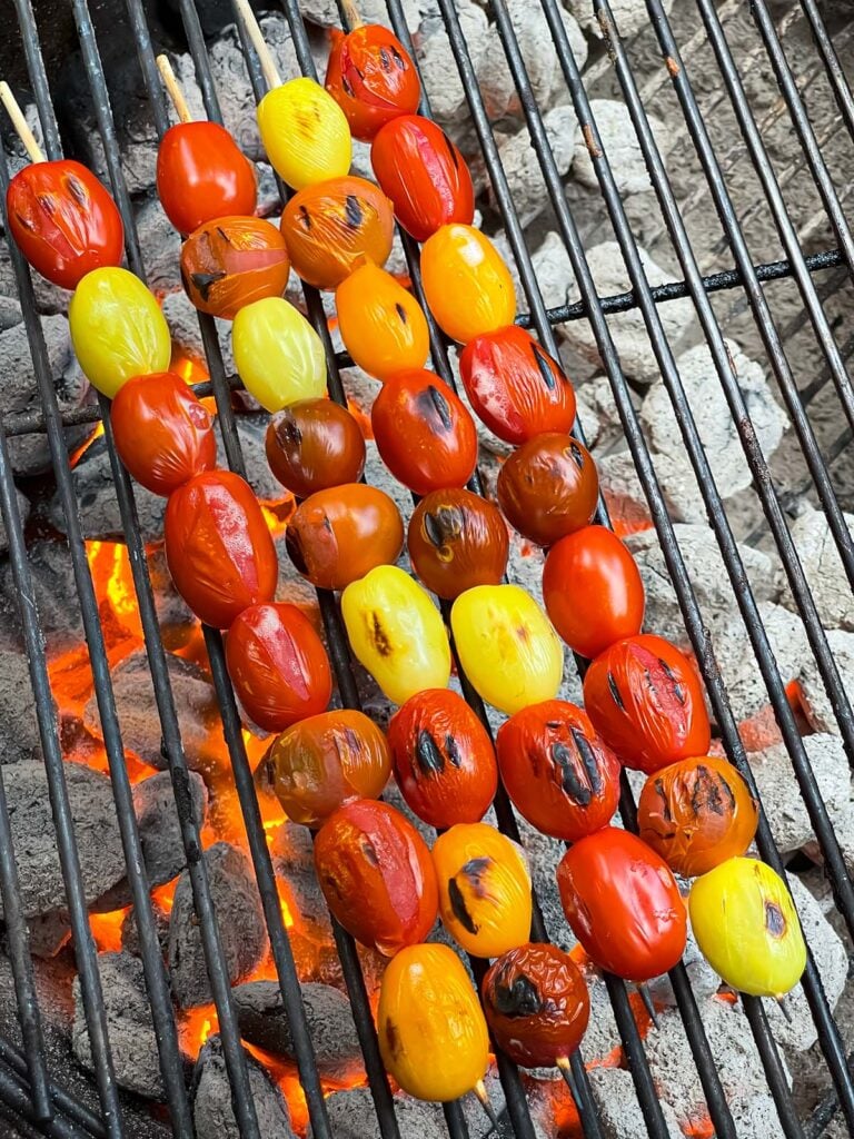 Grape tomatoes on the grill.
