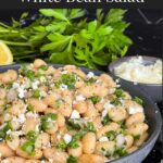 Lemon White Bean Salad in a dark bowl.