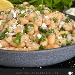 Lemon White Bean Salad in a dark bowl.