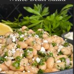 Lemon White Bean Salad in a dark bowl.
