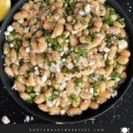Lemon White Bean Salad in a dark bowl.