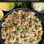 Lemon White Bean Salad in a dark bowl.