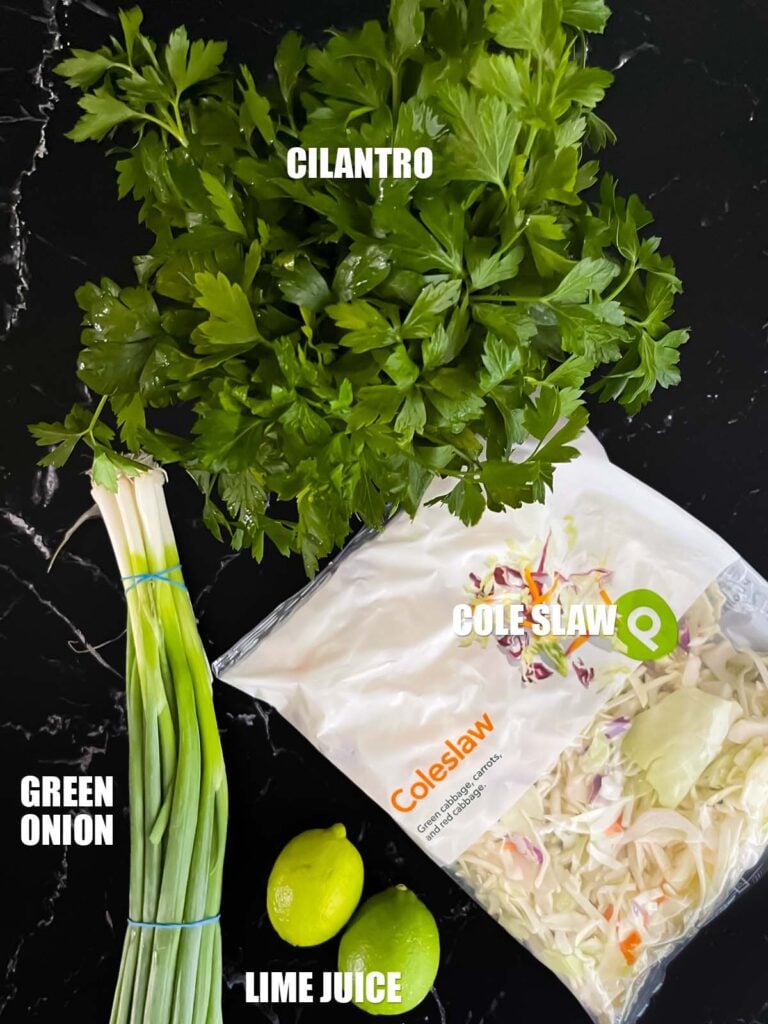 Ingredients for a fish taco slaw.