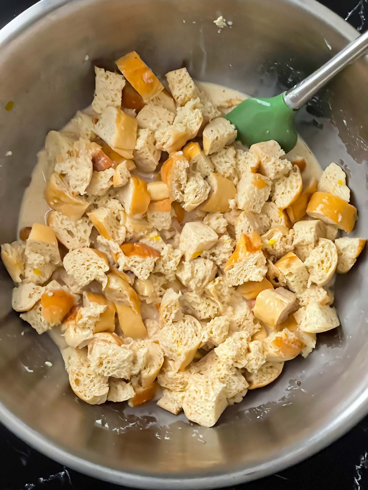 Bread pudding mixture.