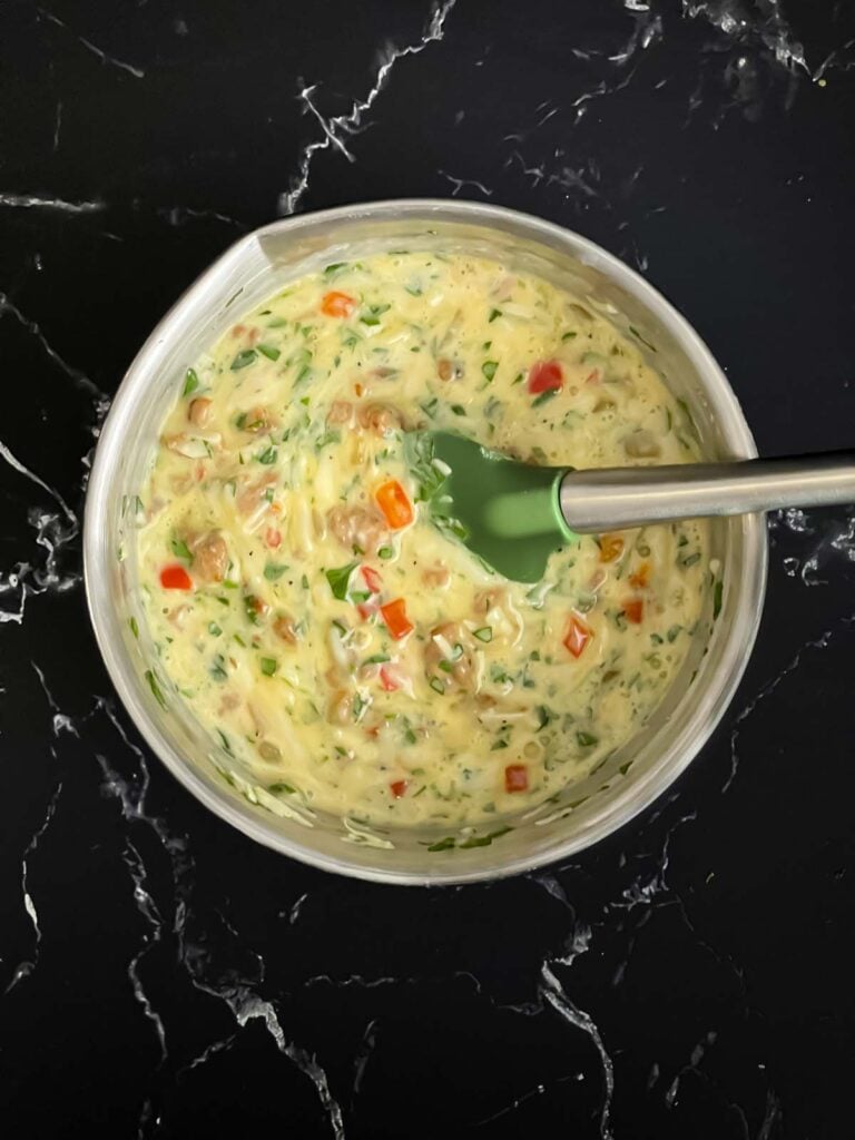 A mixture of ingredients in a bowl.
