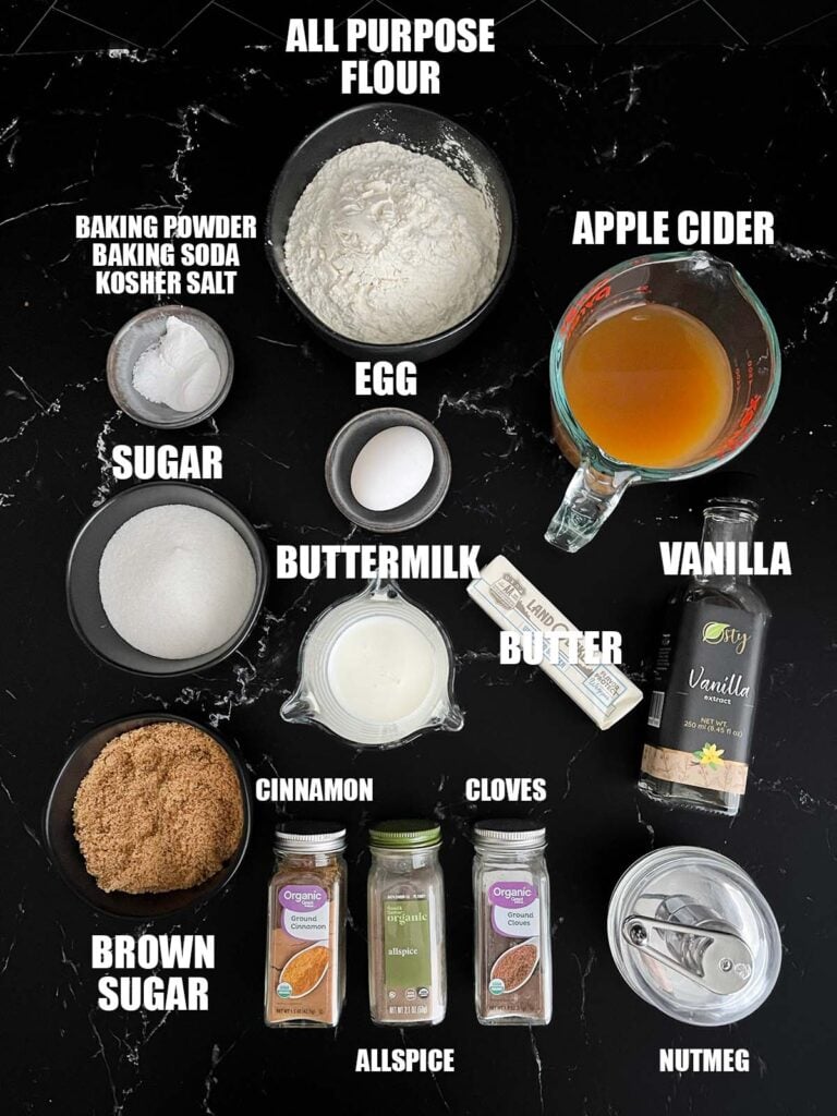 Baked apple cider donuts recipe ingredients.