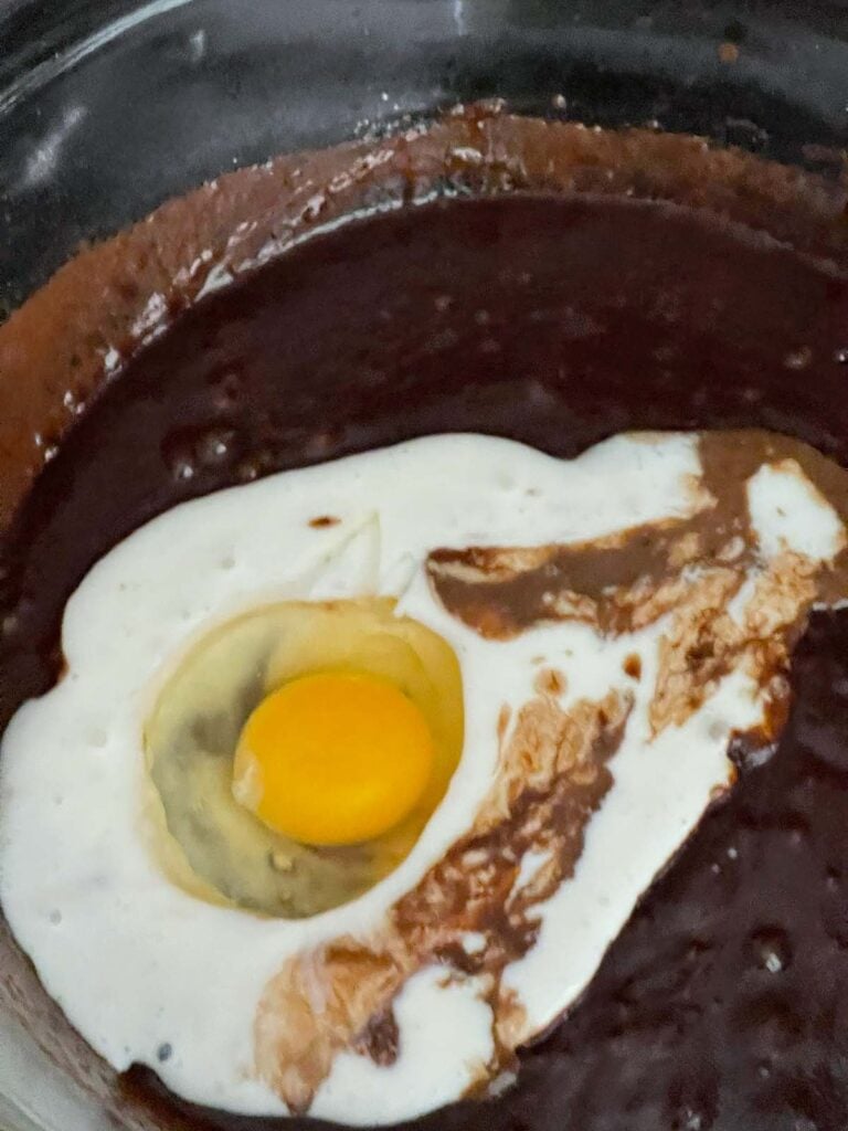 Buttermilk, egg, and vanilla extract added to the brownie batter.