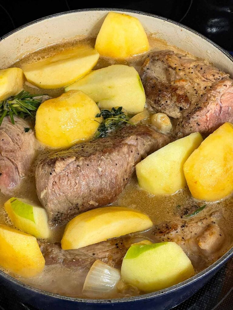 Apple cider braise with pork shoulder.