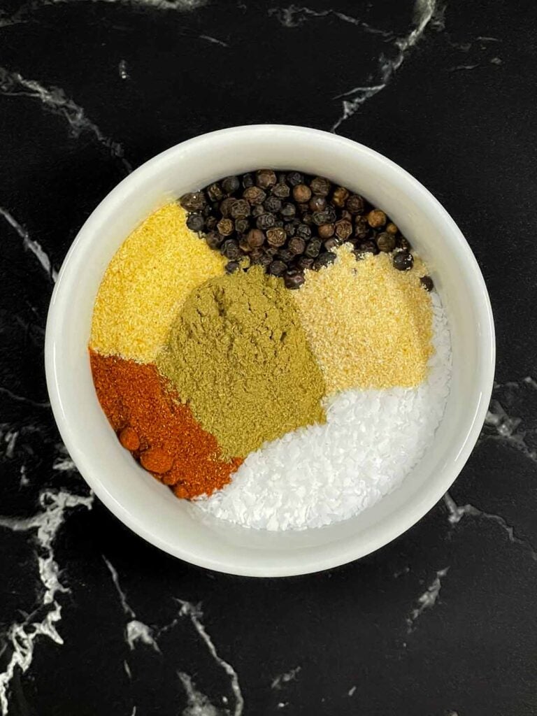 Spices in a ramekin.