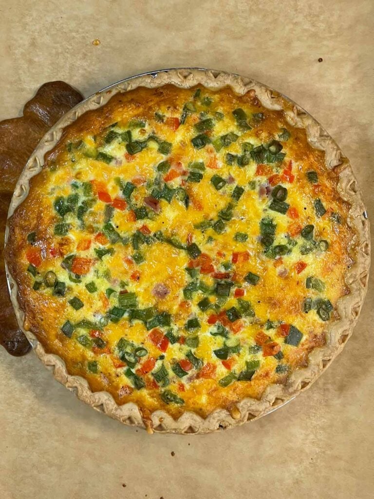 A cooked western omelet quiche.