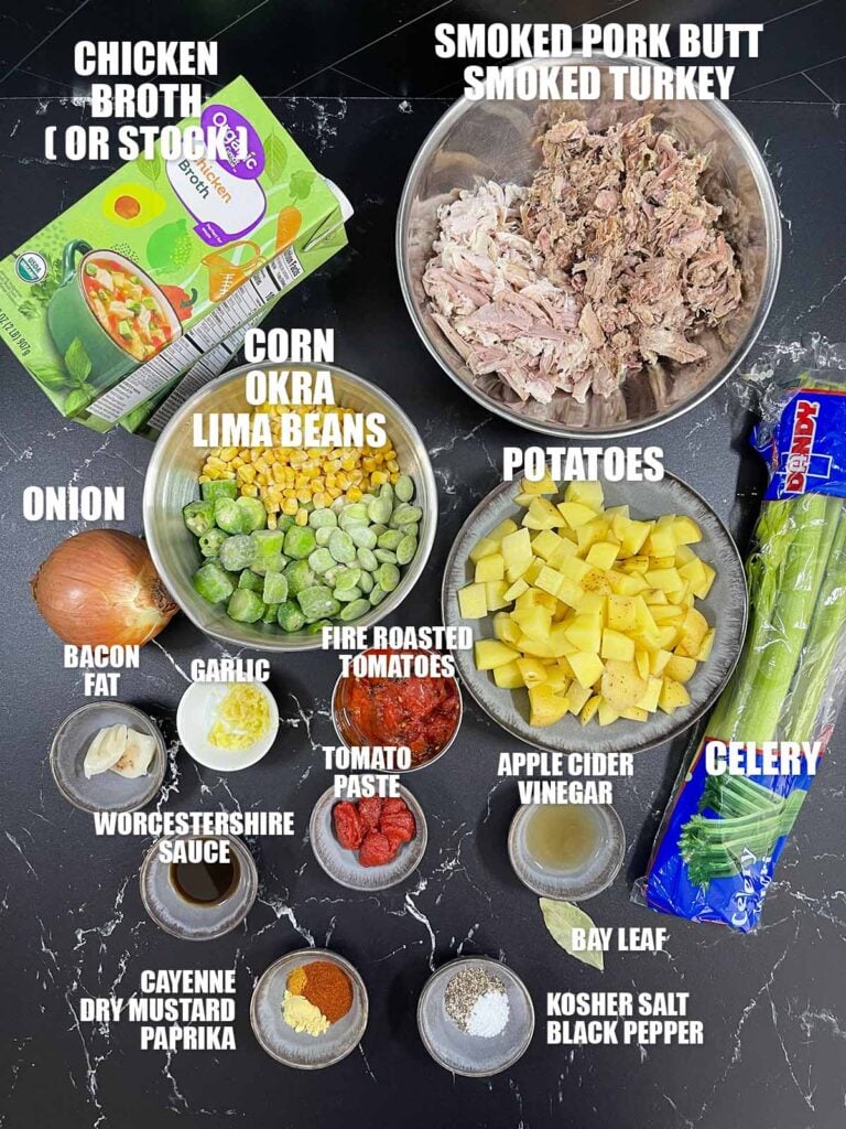 Ingredients needed for Brunswick stew.