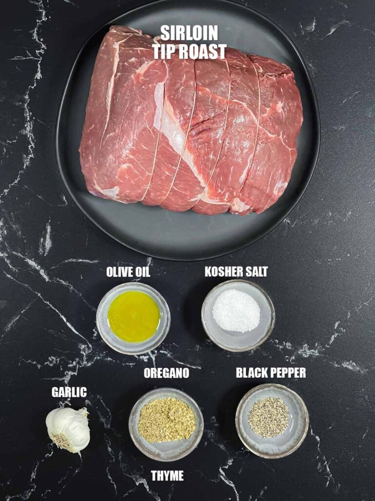 Ingredients needed to do a beef sirloin tip roast.