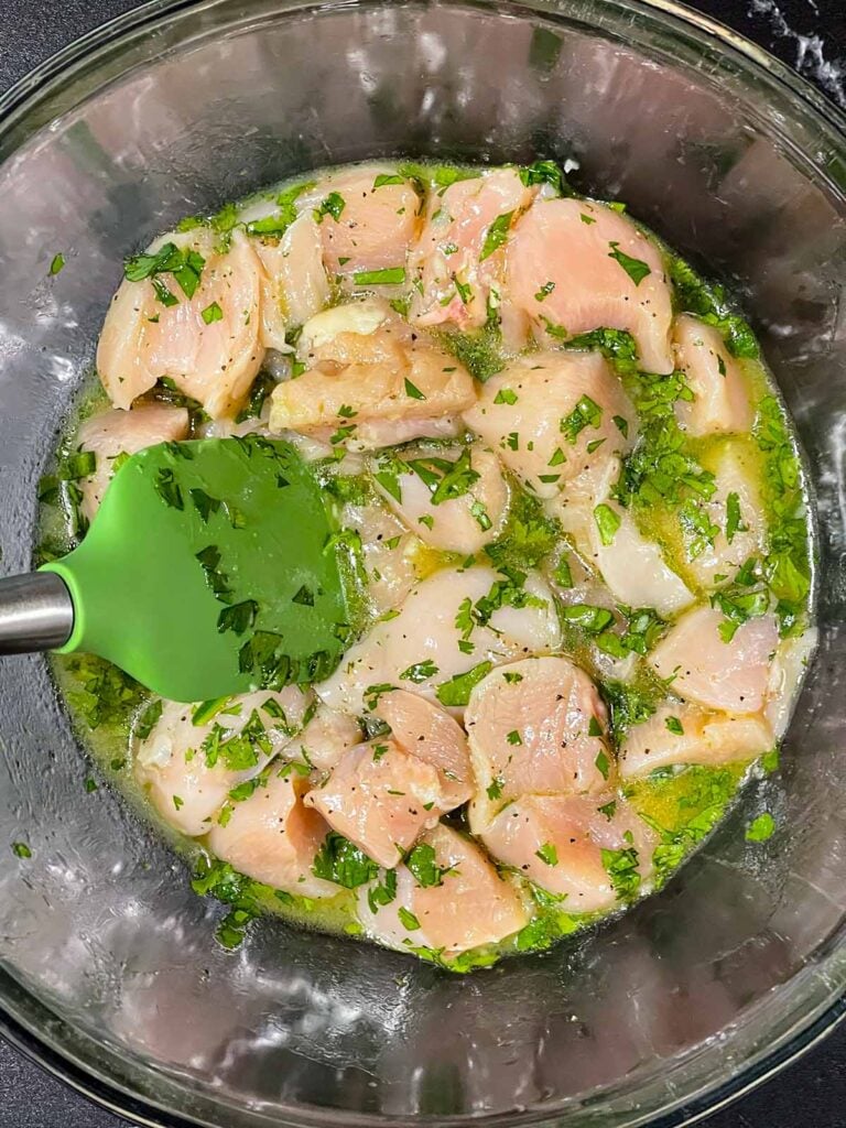 Chicken in a marinade.