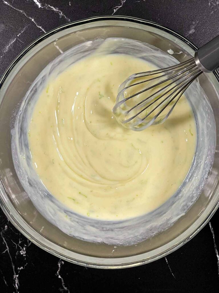 Key Lime zest and juice whisked into the milk mixture for the lush.