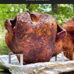 Beer can chicken right out of the smoker.