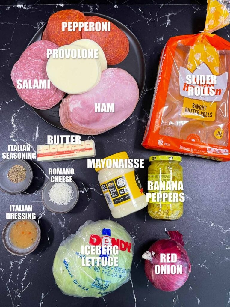 Ingredients needed for Hot Italian sliders