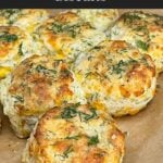 Freshly baked cheddar dill biscuits brushed with garlic dill butter.