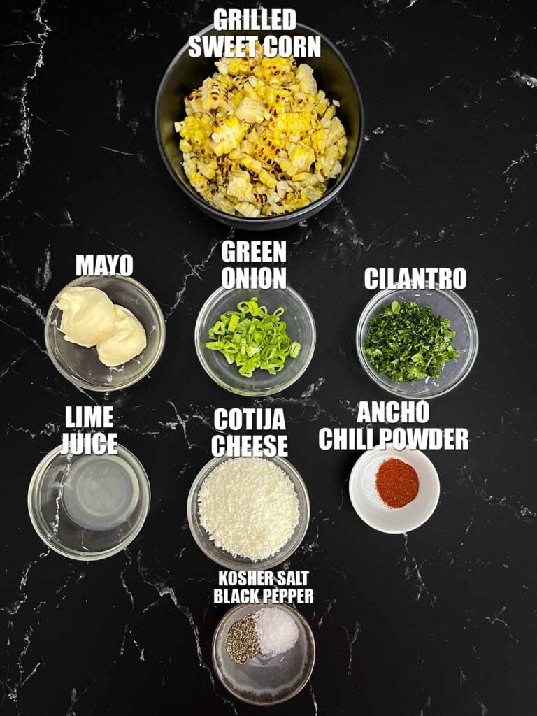 ingredients for a roasted corn relish.