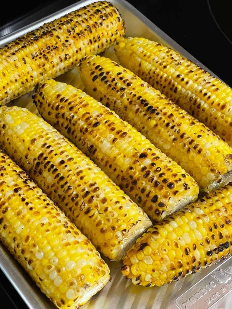 Roasted corn on the cob.