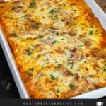 Baked ricotta chicken garnished with fresh parsley.