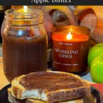 Slow cooker apple butter on a piece of toast.