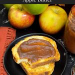Slow cooker apple butter on a piece of toast.